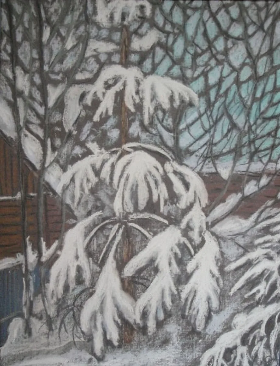 На даче в январе. 2013. Бумага, пастель. 46х35