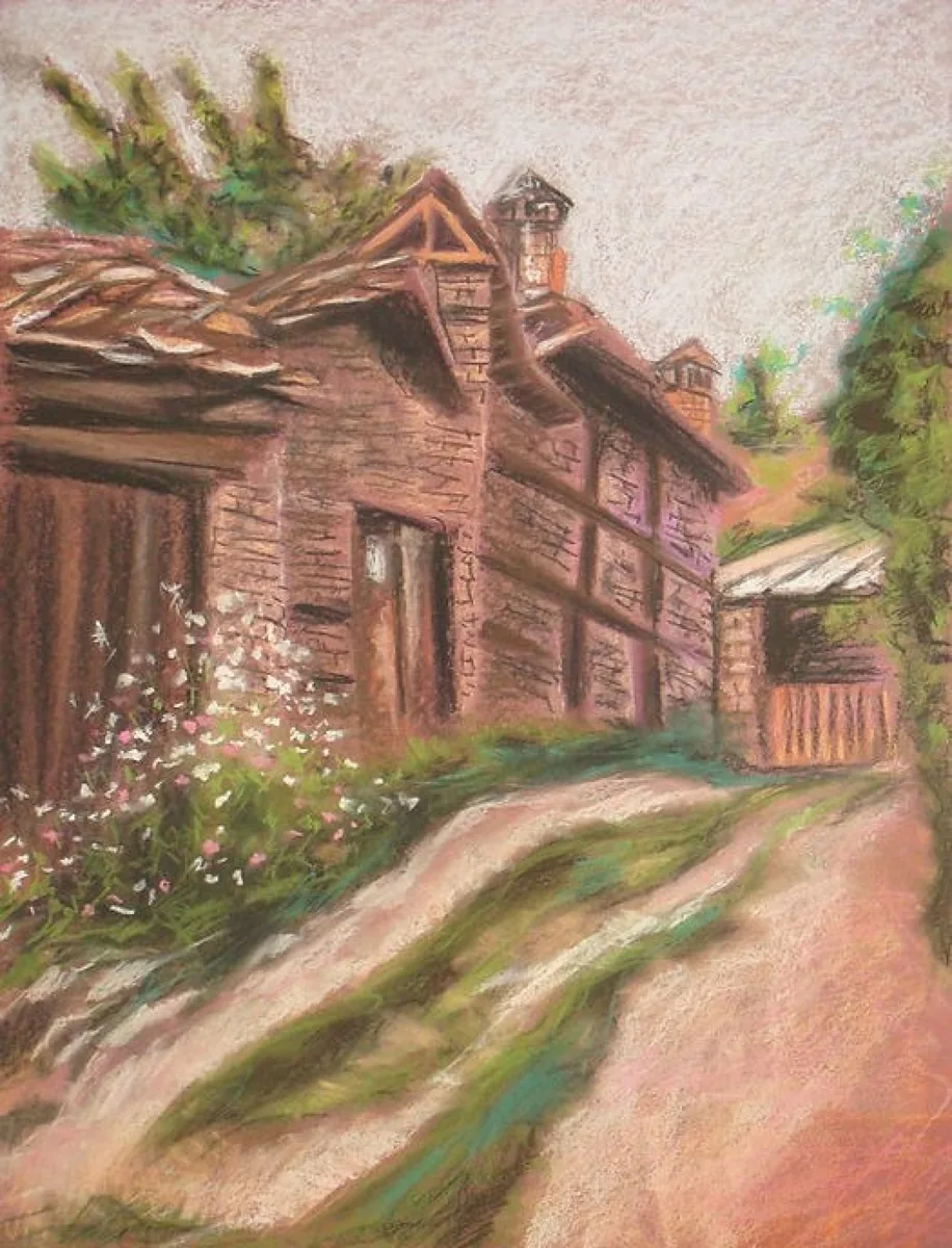 Деревня Копривщица. 2009. Бумага, пастель. 63х48