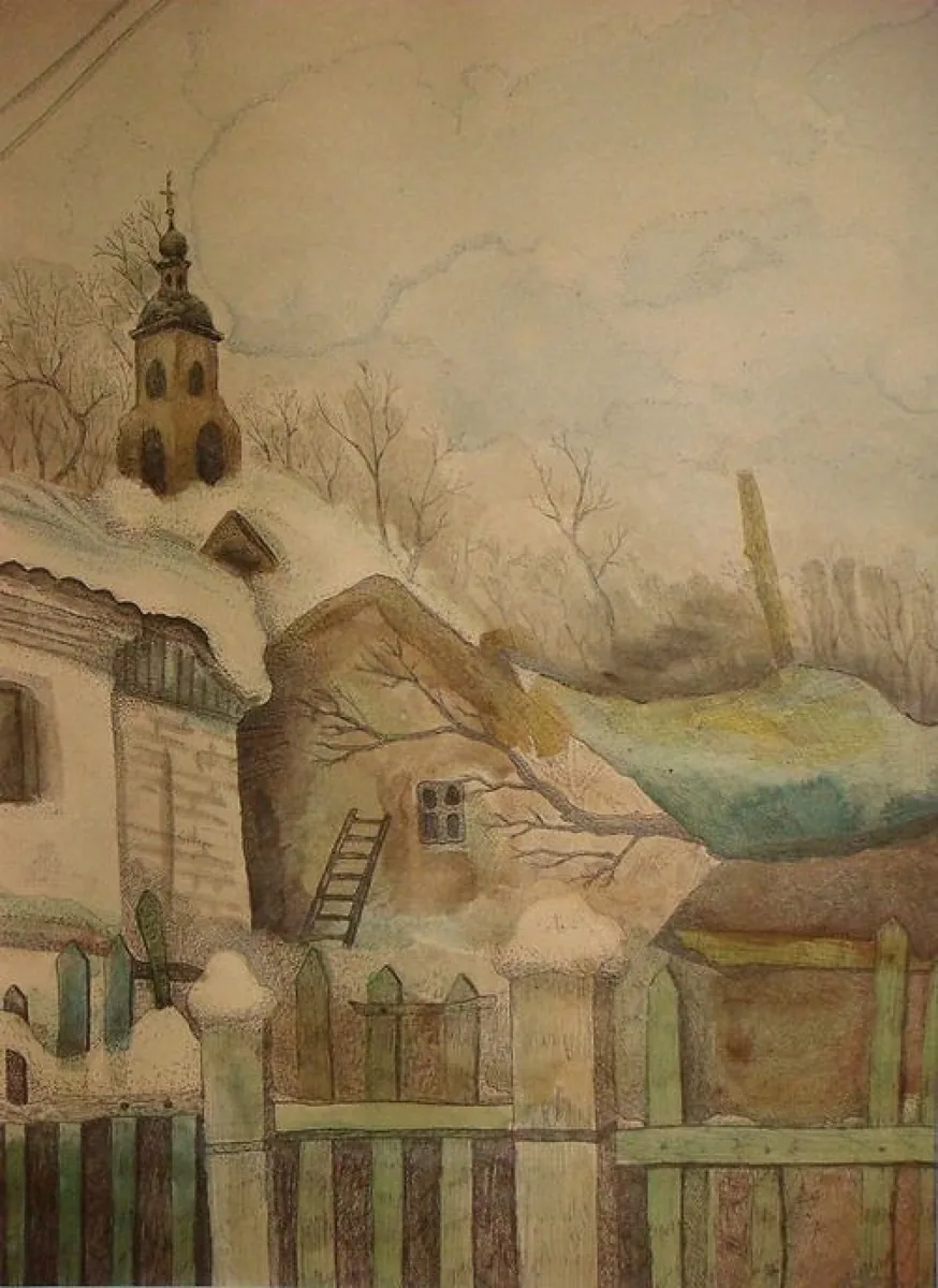 Тихая жизнь. Плёс. 1998. Бумага, акварель, тушь. 55х40