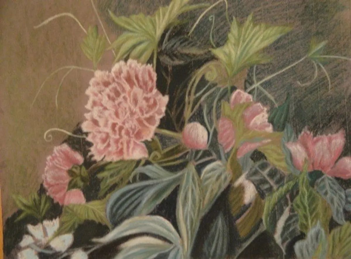 Пионы. 2010. Бумага, пастель. 43х57