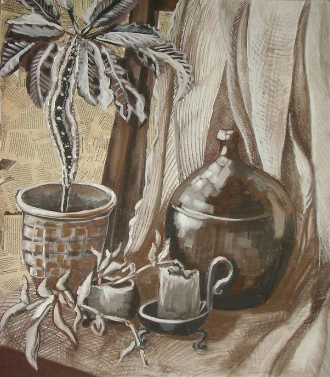 Натюрморт сепия. 2007. Картон, темпера. 69х57