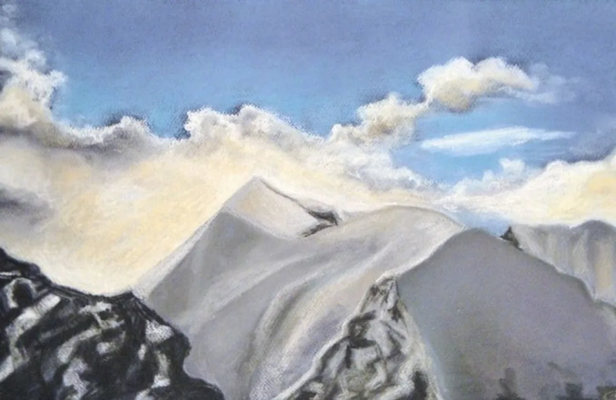 Облака над горами. Пирин. Болгария. 2008. Бумага, пастель. 32х49