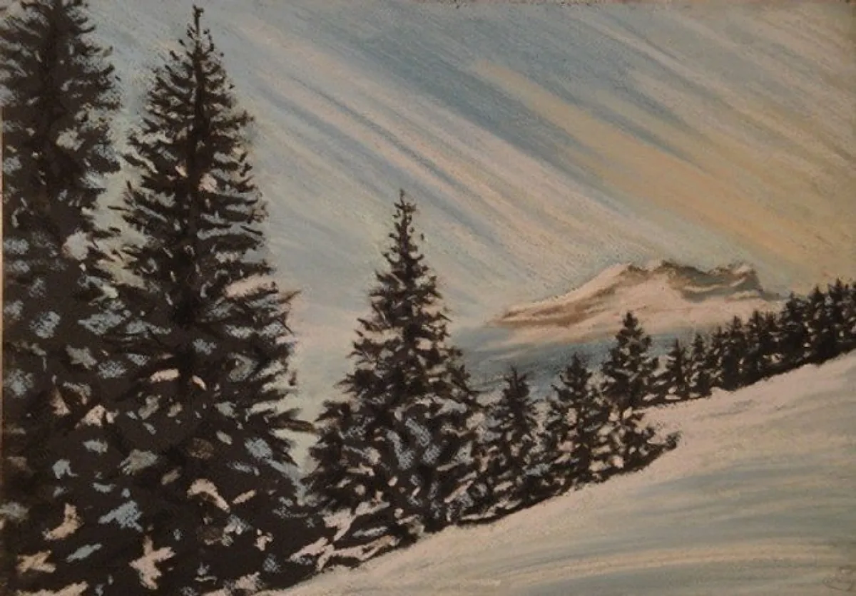 Ёлки. Швейцария. 2011. Бумага, пастель. 25х35