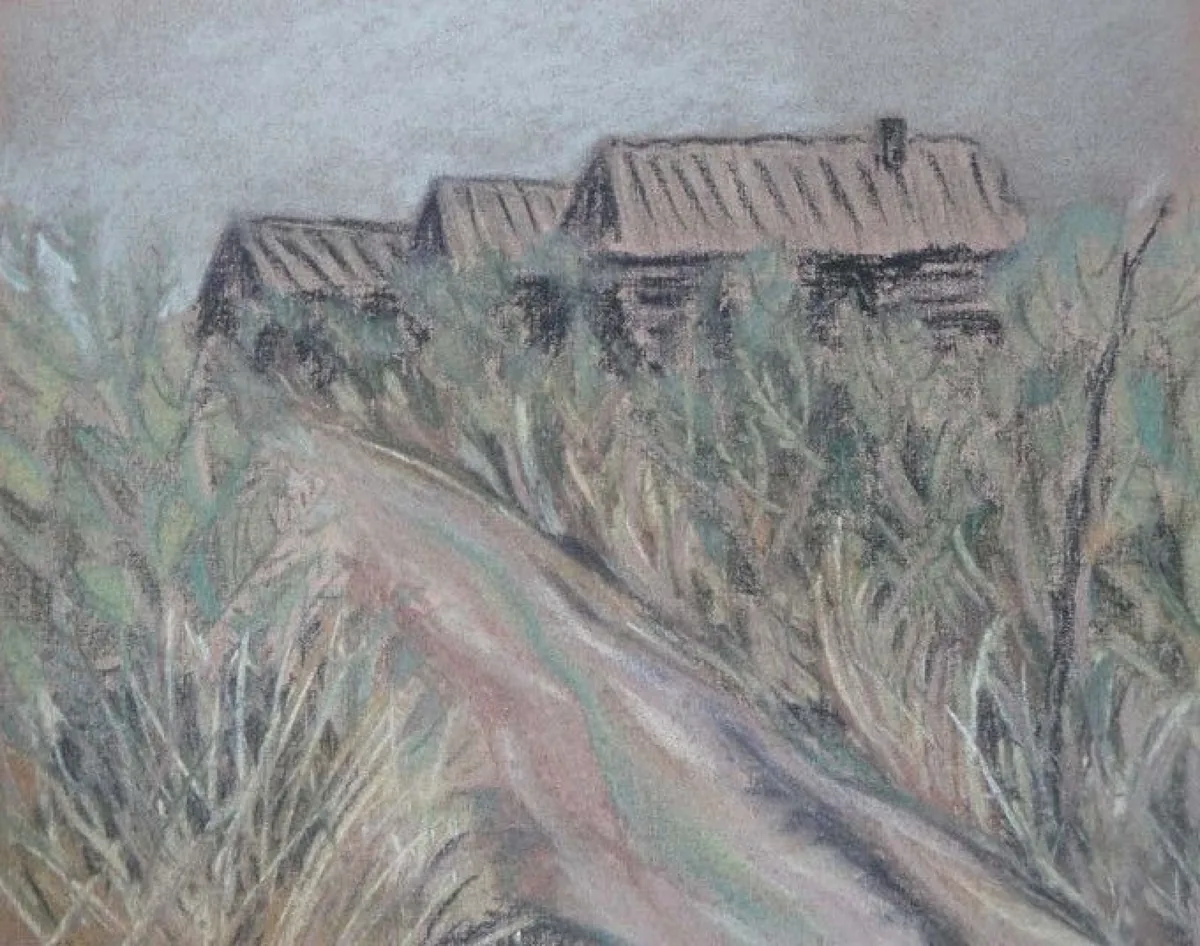 Деревня. Август. 2012. Бумага, пастель. 50х50