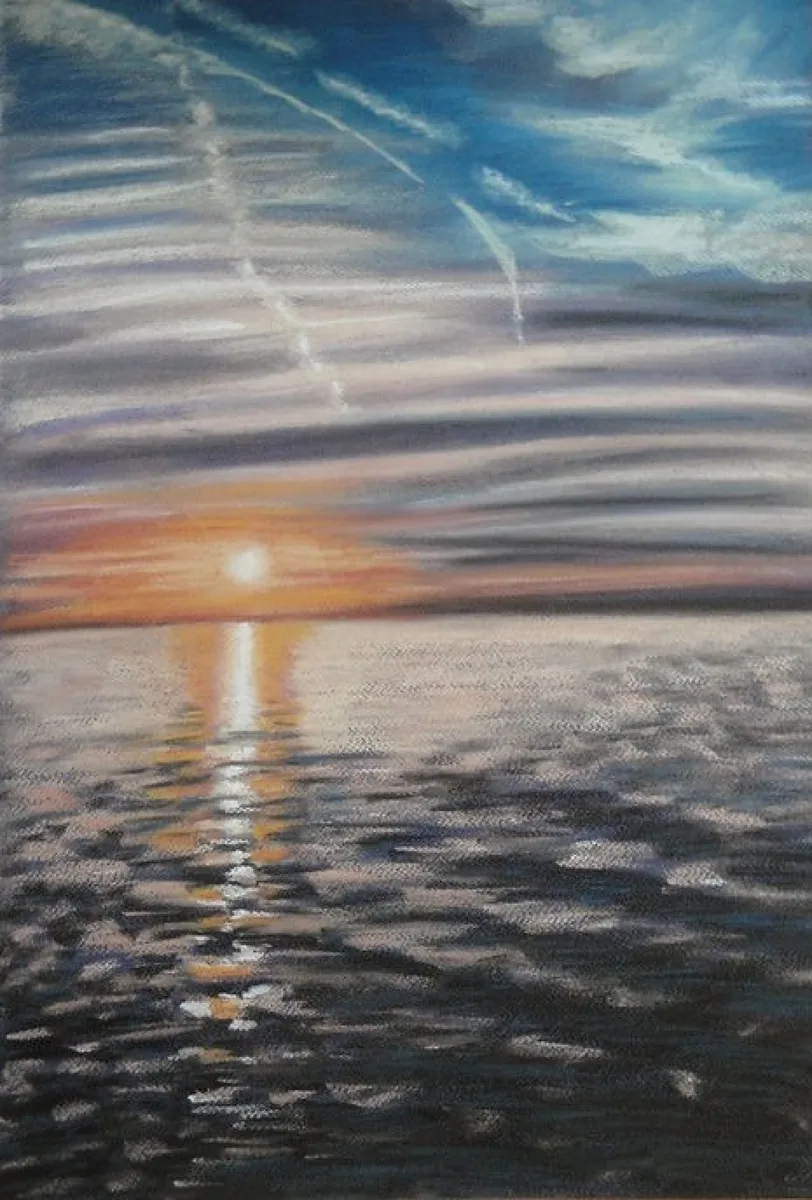 Закат. Хорватия. 2010. Бумага, пастель. 57х37