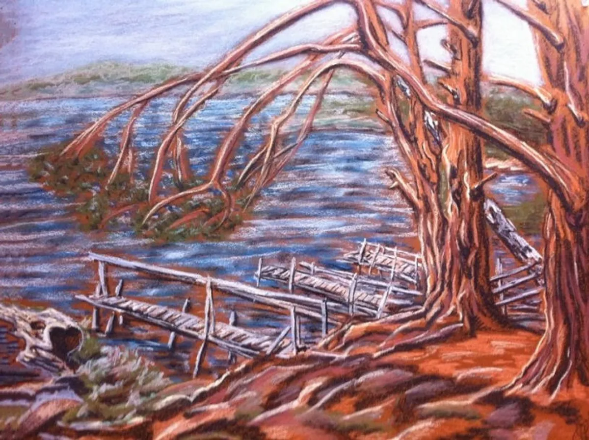 На Волге. 2013. Бумага, пастель. 50х65
