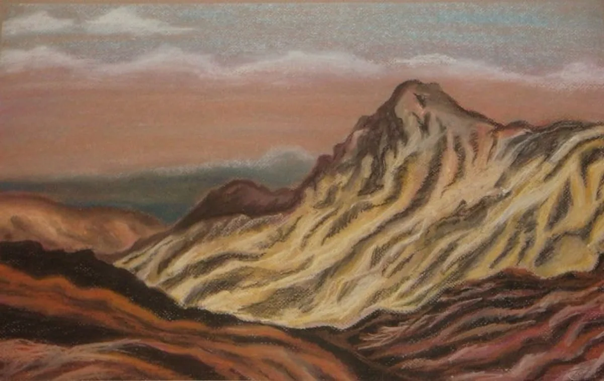 Закат в горах. Пирин. 2008. Бумага, пастель. 33х52