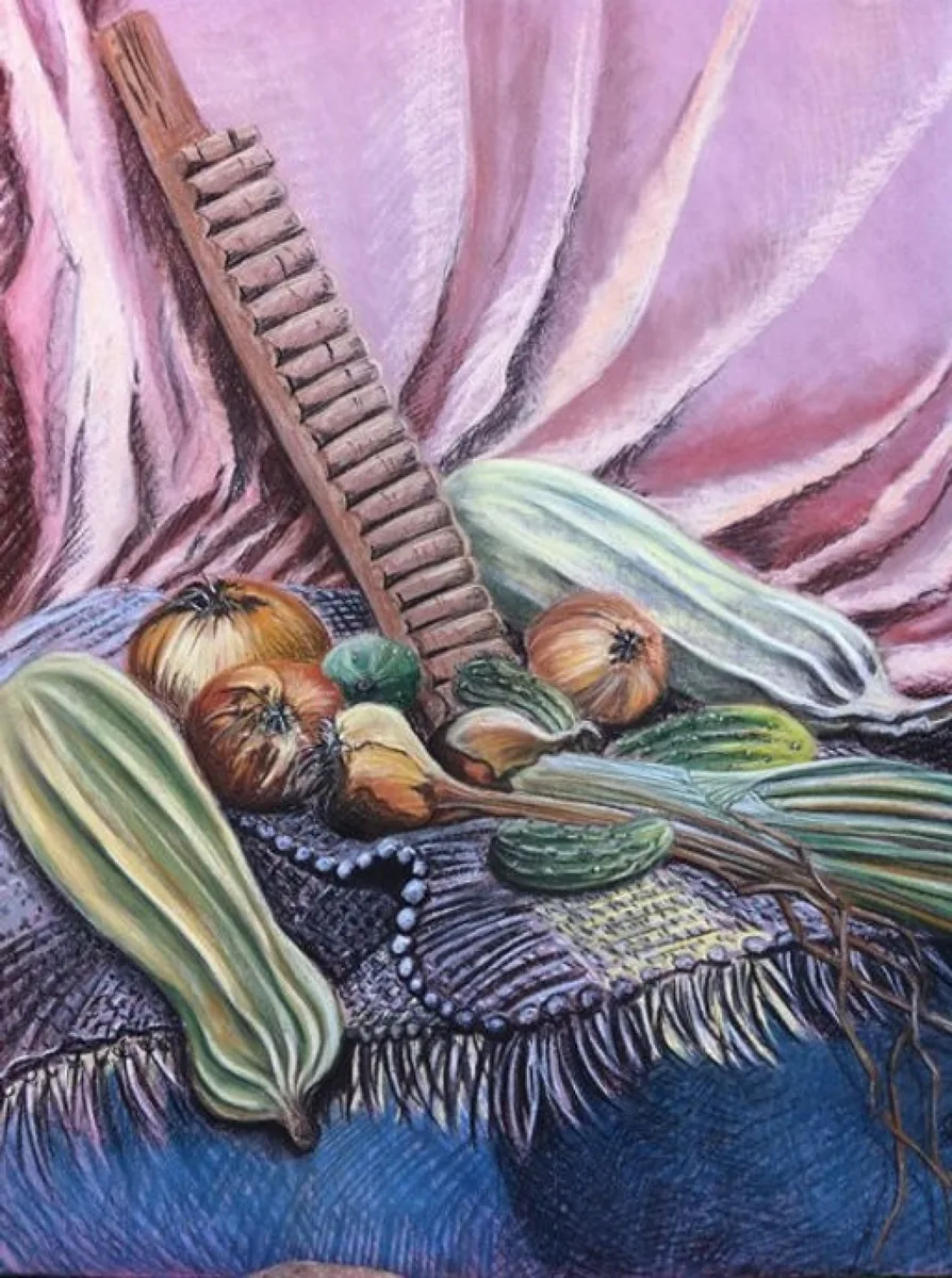 Натюрморт с рубелем. 2013. Бумага, пастель. 80х60
