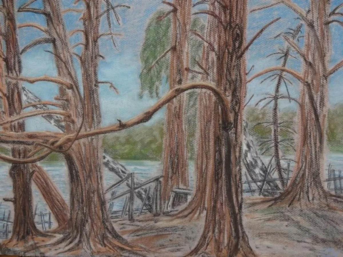 Коряжник. Волга. 2013. Бумага, пастель. 50х65