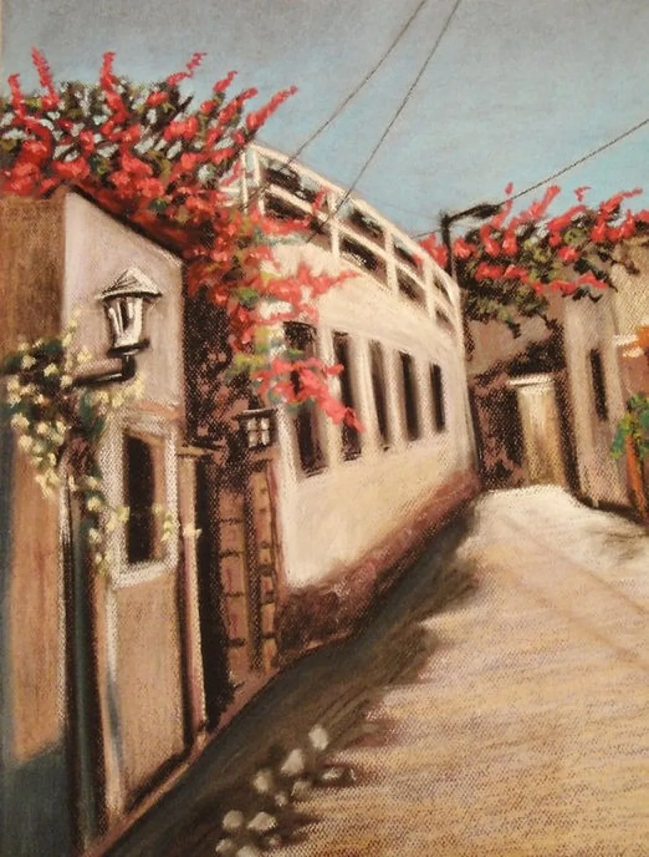 Деревенская улочка. Родос. 2009. Бумага, пастель. 63х48