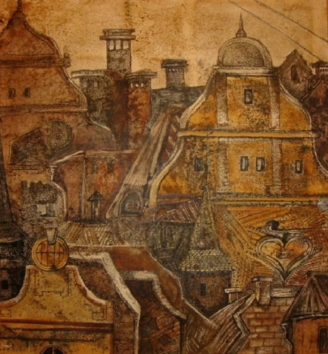 Рига. 1990. Бумага, монотипия, тушь. 61х59