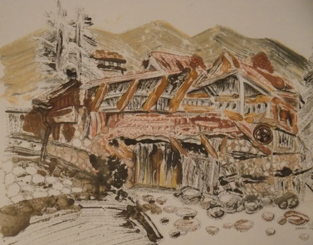 Банско. 2008. Бумага, монотипия, тушь. 34х47