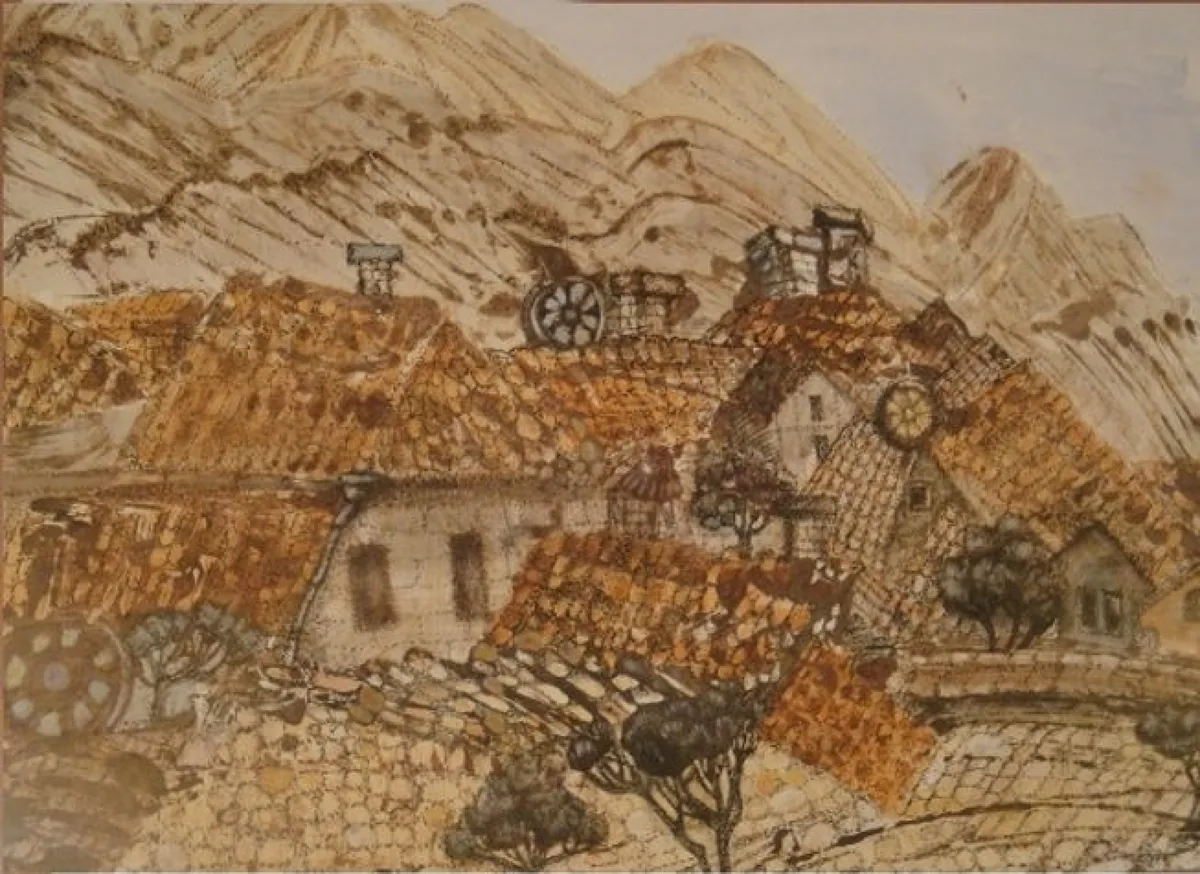 Впечатление от Банско. 2009. Бумага, монотипия, тушь. 40х58