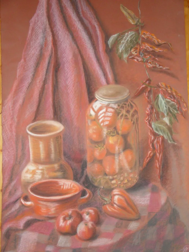 Красный натюрморт. Бумага, 85х53